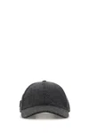 Prada Dark Grey Flannel Baseball Cap In Black