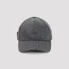 Prada Dark Grey Flannel Baseball Cap In Gray