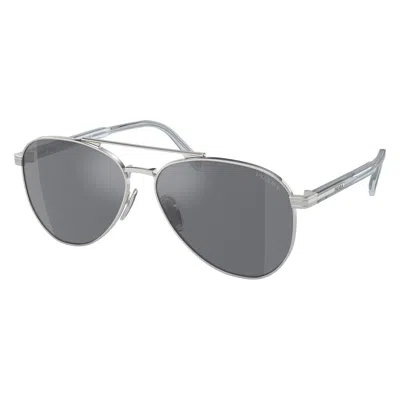 PRADA PRADA DARK GREY FLASH SILVER PILOT MEN'S SUNGLASSES PR A58S 1BC175 61