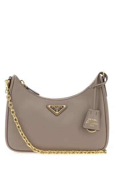 Prada Dark Grey Leather Re-edition 2005 Shoulder Bag In Purple