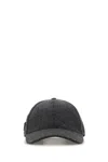 Prada Dark Grey Flannel Baseball Cap In Black