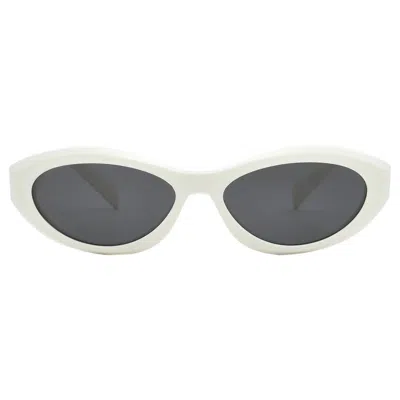 Prada Dark Grey Oval Ladies Sunglasses Pr 26zs 17k08z 55 In White