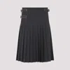 Prada Dark Grey Pleated Skirt In Black