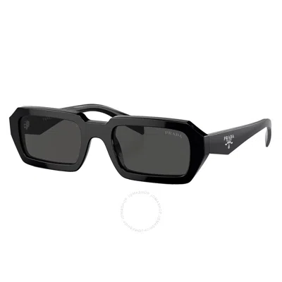 Prada Dark Grey Rectangular Ladies Sunglasses Pr A12s 16k08z 52 In Black