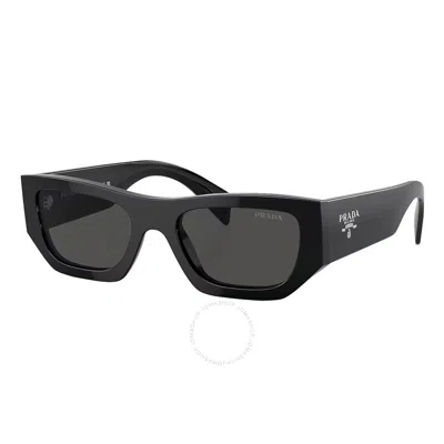 Prada Dark Grey Rectangular Unisex Sunglasses Pr A01s 16k08z 53 In Black
