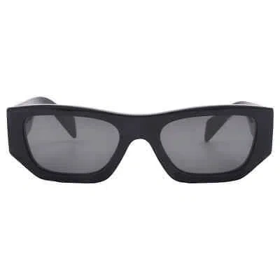 Pre-owned Prada Dark Grey Rectangular Unisex Sunglasses Pr A01s 16k08z 53 Pr A01s 16k08z In Gray
