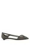 Prada Satin Cut-out Ballet Flats In Dark Grey