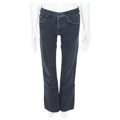 Pre-owned Prada Dark Grey Washed Denim Button Fly Tapered Fit Slim Leg Pants Jeans 28" Xs In Gray