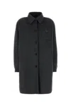 Prada Cappotto In Misto Lana Grigio Scuro Donna