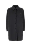 Prada Cappotto In Misto Lana Grigio Scuro Donna In Dark Grey
