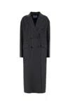 Prada Back Slit Wool Blend Coat In Gray