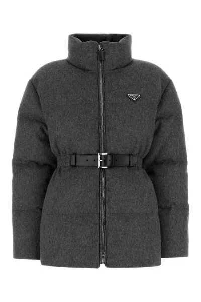 PRADA DARK GREY WOOL DOWN JACKET