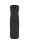 Prada Sleeveless V-neck Wool Dress With Belted Waist In F0308