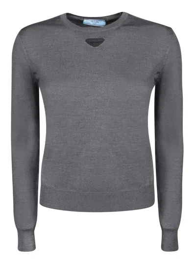 Prada Dark Grey Wool Sweater In Gray