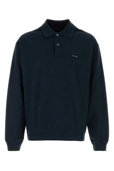 Prada Cotton Logo Polo Shirt In Brown
