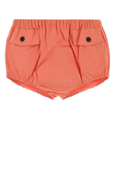 Prada Poplin Shirt Set Buttoned Pockets Waistband In Orange