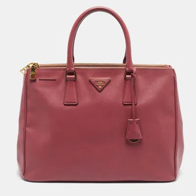 Pre-owned Prada Dark Pink Saffiano Leather Large Double Zip Tote