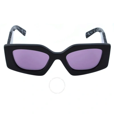 Prada Dark Violet Mirrored Silver Internal Irregular Ladies Sunglasses Pr 15ys 1ab07q 51 In Black / Dark / Silver / Violet