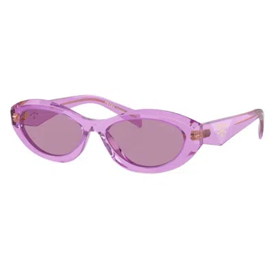 Prada Dark Violet With Silver Internal Mirror Oval Ladies Sunglasses Pr 26zs 13r07q 55 In Purple