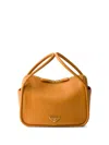 Prada Flou Zip Leather Top-handle Bag In Orange