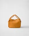 Prada Flou Zip Leather Top-handle Bag In Amber