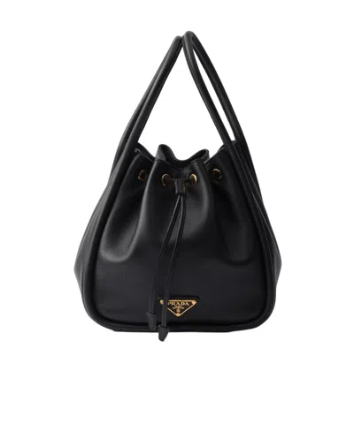 PRADA PRADA TRIANGLE-LOGO DRAWSTRING BUCKET BAG