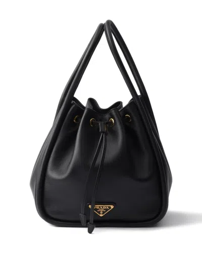 Prada Darling Leather Mini Bucket Bag In Black