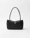 Prada Medium Zip Grain Leather Shoulder Bag In Black
