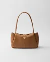Prada Womens Brown Brand-plaque Medium Leather Shoulder Bag In Brown