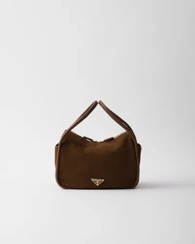 Prada Handtasche Aus Wildleder In Cocoa Brown