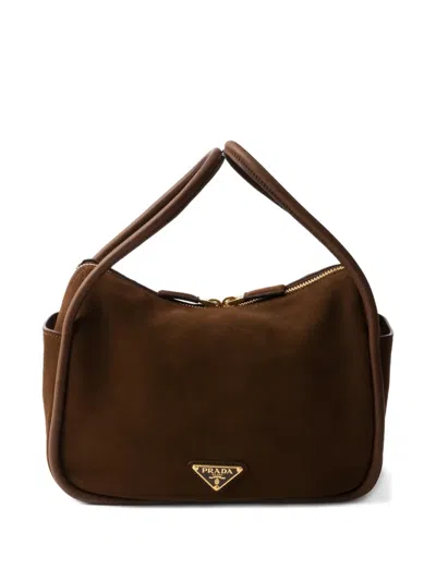 Prada Darling Suede Tote Bag In Brown