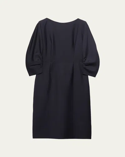 Prada Darted Mohair Wool Boat-neck Midi Dress In Black