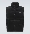 Prada Corduroy Down Vest In Schwarz