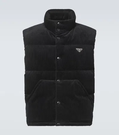 PRADA DOWN-FILLED COTTON CORDUROY VEST