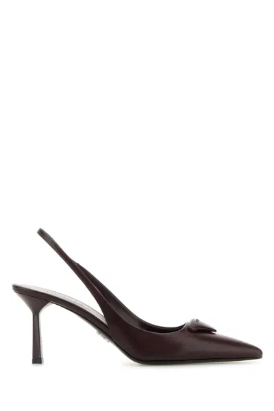 PRADA BURGUNDY LEATHER PUMPS