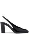 Prada Women Decolette Leather Heels In Black