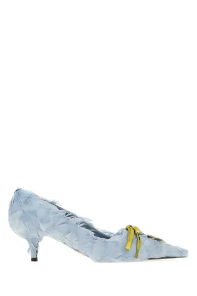 Prada Embellished Satin Pumps With 5 Cm Heel In Blue