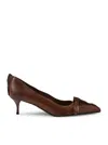 Prada Antiqued Leather Pumps In Brown