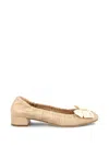 Prada Low Heel Pumps Bow Detail Elastic Trim In Brown