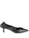 Prada Pointed Toe Kitten Heel Pumps With Ruched Detail In Black