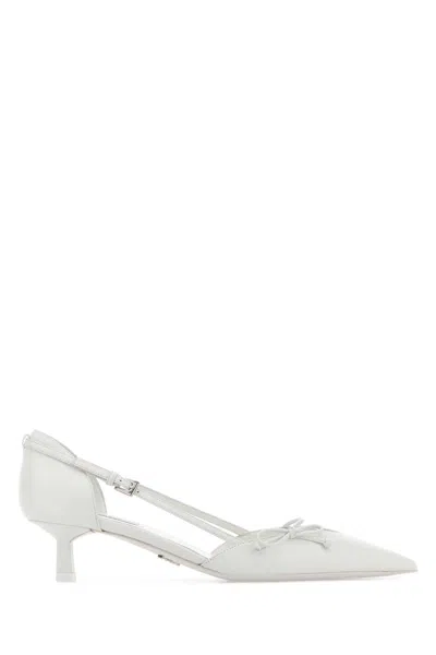 Prada Leather Pumps In White