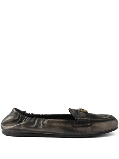 Prada Deconstructed And Flexible Nappa Leather Loafers Shoes In Black