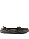 Prada Vintage-effect Nappa Leather Loafers In Black