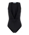 Prada Deep V-neck Swimsuit In Black