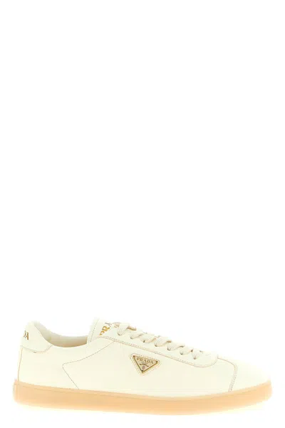 Prada Deer Leather Sneakers In Neutral
