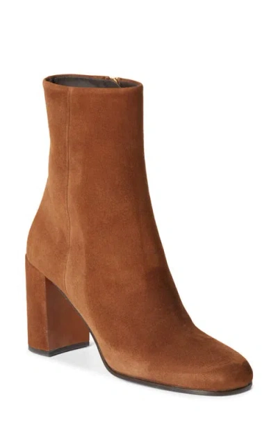 Prada Demi Block Heel Suede Bootie In Rovere