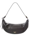 Prada Demi-lune Large Leather Hobo Bag In Black