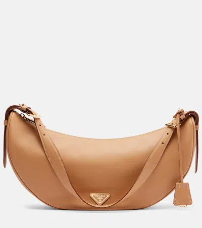PRADA DEMI-LUNE LARGE LEATHER SHOULDER BAG