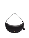 Prada Demi-lune Large Leather Shoulder Bags In Black