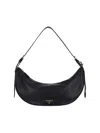 Prada Demi-lune Large Leather Shoulder Bags In Black